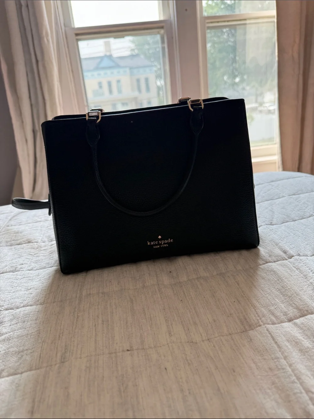 kate spade Black Leather Bag with Gold Hardware and Removable Cross Body Strap